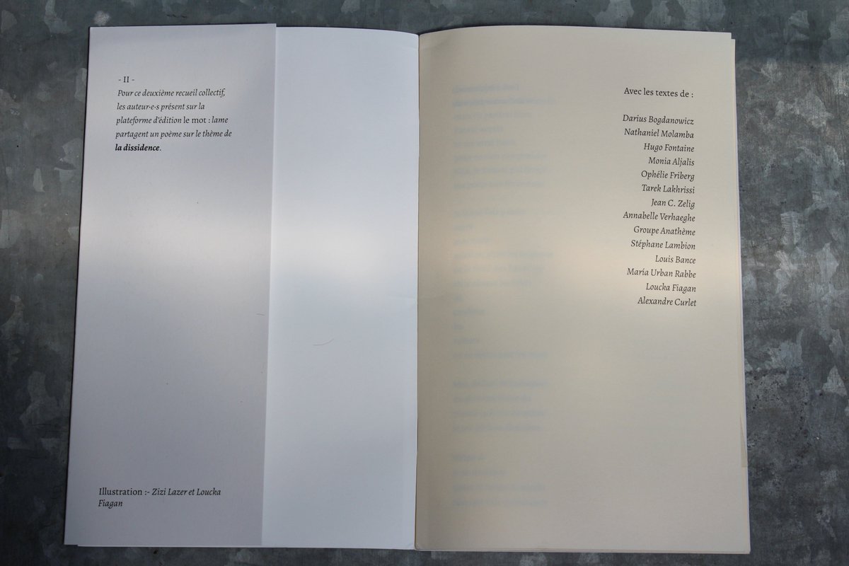 impactarythme's tweet photo. new contribution text Recueil #poésies collectif2 la dissidence #édition #lemotlame Avec : D #Bogdanowicz / N Molamba / H #Fontaine / M #Aljalis / O #Friberg / T Lakhrissi / J #Zelig / A #Verhaeghe / Grp #Anathème / S #Lambion / L #Bance / M #Personne / L #Fiagan / A #Curlet https://t.co/UxLc3IRcdO