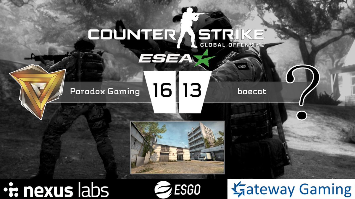 ParadoxESC's tweet photo. [#CSGO] The Paradox boys had mixed results in tonight's @ESEA double feature, losing 5 - 16 against @ExtricityGG, then winning 16 - 13 against baecat!

Great games all round!

#ParaHype #ReignMain #ESEA https://t.co/aFkccJyz6o