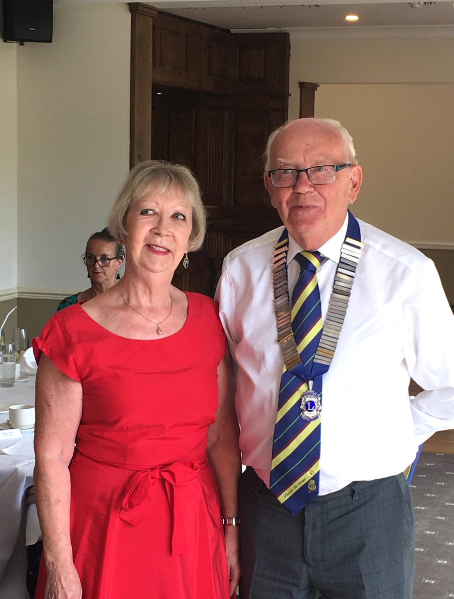 Lion Grace Brown hands over the Presidency of Chester Lions Club to new President Alan Garner