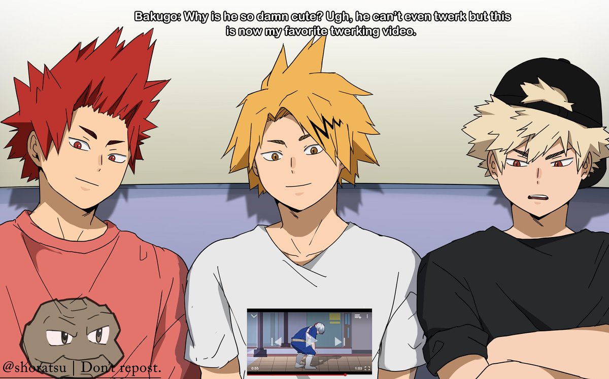 shoratsu's tweet photo. KamiKiriBaku reacts to viral video:
"Shouto can't twerk :( " https://t.co/jrUWTpbR2a