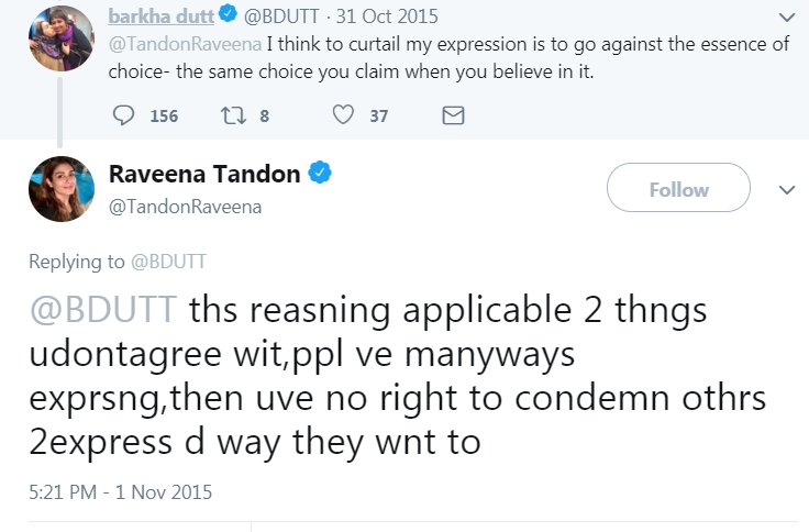 100A brutally polite lesson in tolerance!Incidentally, I'm unable to find the original tweet of Barkha Ji that triggered this convo .. it might be my browser, or the tweet might have been deleted for all I know!