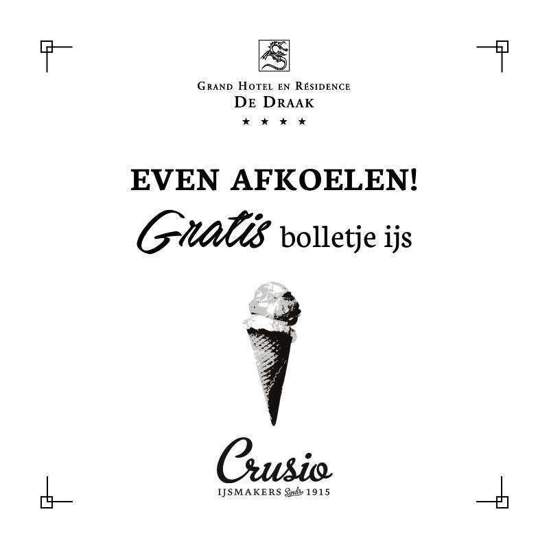 Al onze hotelgasten willen we laten genieten van een <a href="/crusio/">IJssalon Crusio</a> ijsje! Iedereen die bij ons incheckt met dit warme weer krijgt een gratis bolletje ijs! Hoe leuk is dat?! ❄️ #evenafkoelen #visitbrabant #bergenopzoom