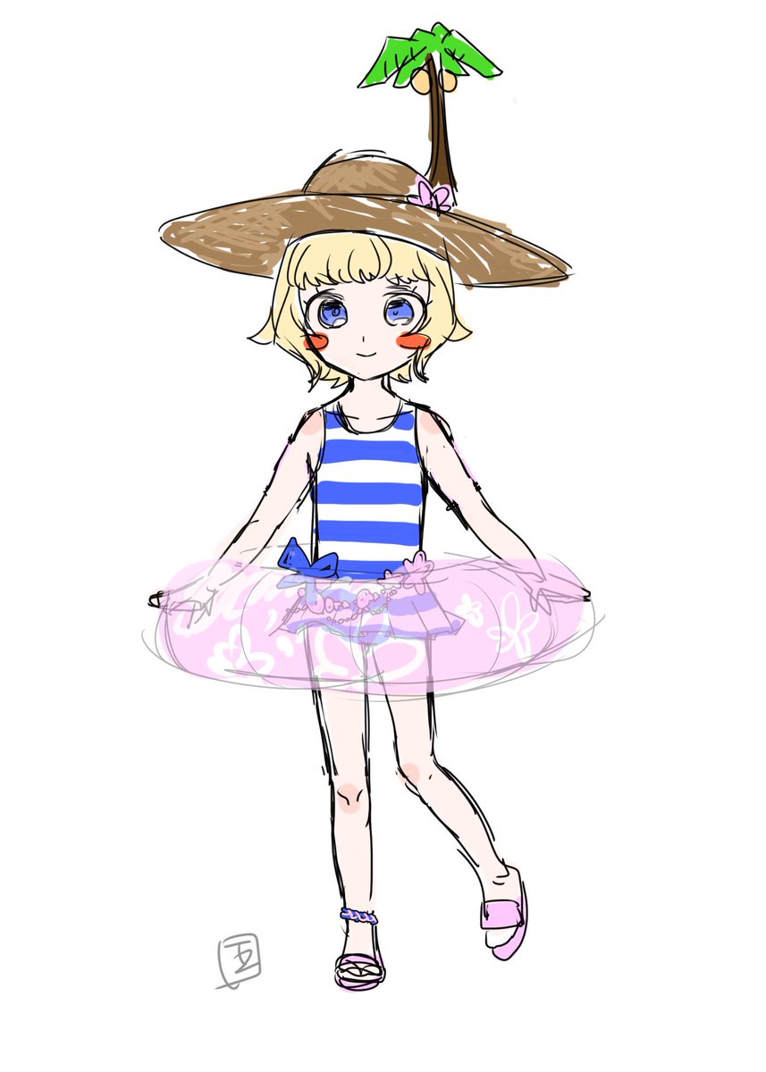 わかりにくいけど、3枚目のやつはワンピース型の水着やったんや…というラフ

おやすみなさい 