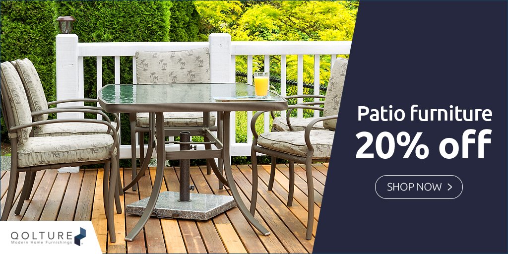 qolture's tweet photo. Make your July 4th party the best one yet! Shop outdoor furniture now and save 20% when you spend $500 or more. Enter JULY20 at checkout: https://t.co/6iFyvHr5Rb https://t.co/IdU1BVwn38