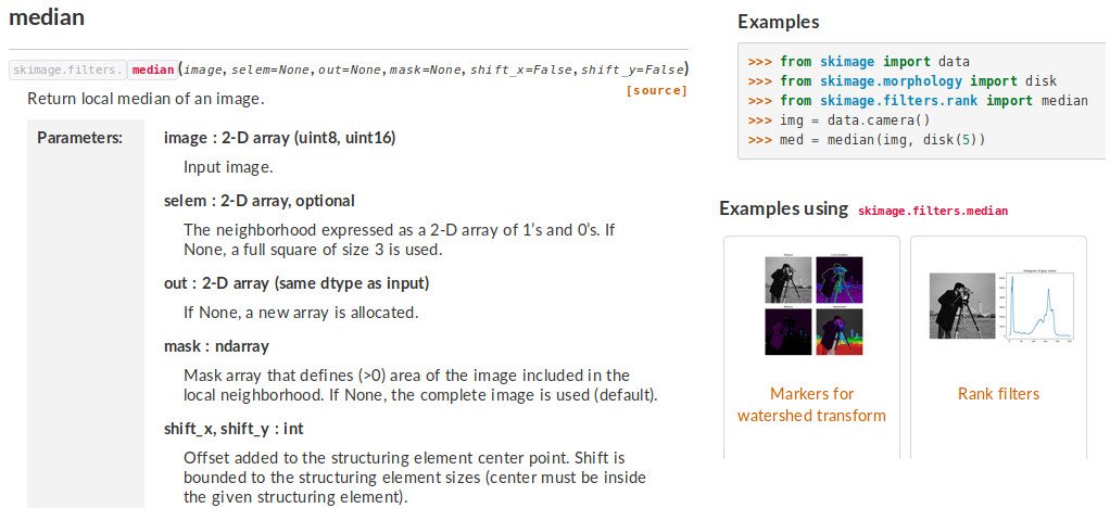 EGouillart's tweet image. We now have mini-galleries of examples in the API documentation of scikit-image! (for the dev version only for now, see for example scikit-image.org/docs/dev/api/s…). Very useful to check which functions don&apos;t have a gallery example yet :-). Thanks sphinx-gallery for the awesome feature!
