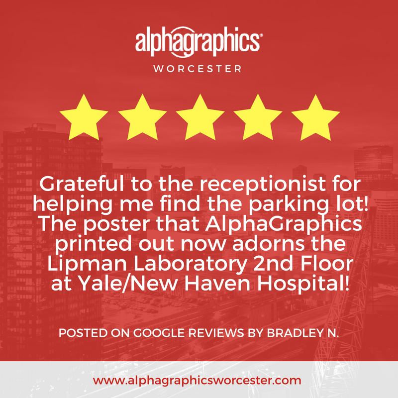 AlphagraphicsWM's tweet photo. Thank you for the 5 Star Rating on Google Reviews, Bradley! #AlphaGraphicsWorcester https://t.co/Q10R2IAyPR