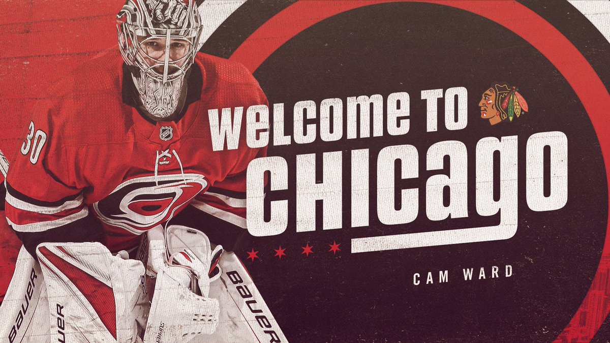 NHLBlackhawks's tweet photo. With the #Blackhawks inking goaltender Cam Ward to a 1-year deal, here are three things to know about him.

Get to know Cam Ward: https://t.co/aHvpH9WIvd https://t.co/BImeXuB2xc
