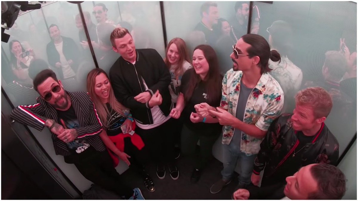 ScaryMommy's tweet photo. Backstreet Boys Surprise Fans With Elevator Singalong And It’s Pure Joy https://t.co/QNfuTluGn9 https://t.co/37uwLPwAyu