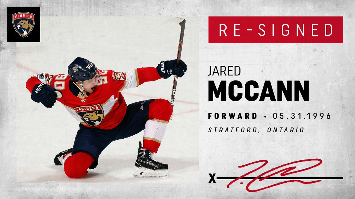 FlaPanthers's tweet photo. YES HE MCCANN! 

We've agreed to terms with forward @jaredmccann19 on a two-year, one-way contract! 

Details » https://t.co/Old4kcsgxK https://t.co/1YzrTaHcZQ