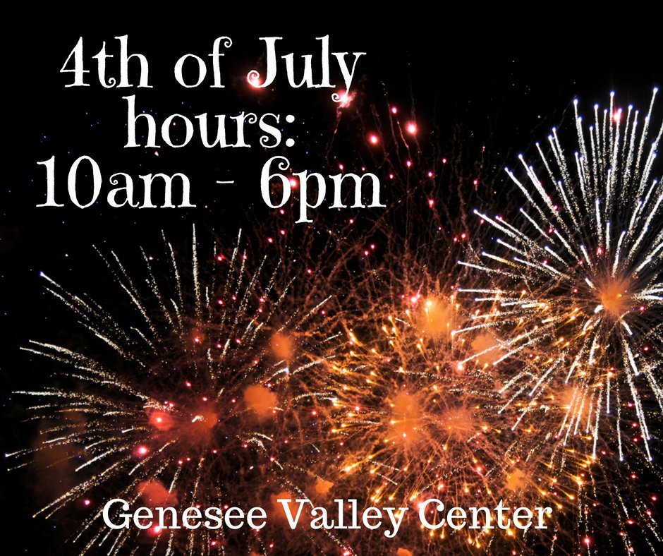 Shop_GVC's tweet image. Genesee Valley will close at 6pm on the 4th of July
