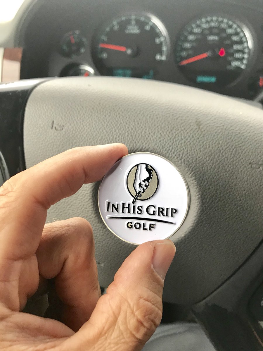 ScottNLehman's tweet photo. GIVEAWAY: What does your golf ball marker look like? Each RT will get your name in a drawing for an @Inhisgripgolf oversized golf ball marker shown here. Drawing tonight, Sun at 8pm est https://t.co/K1f5vXWQKX