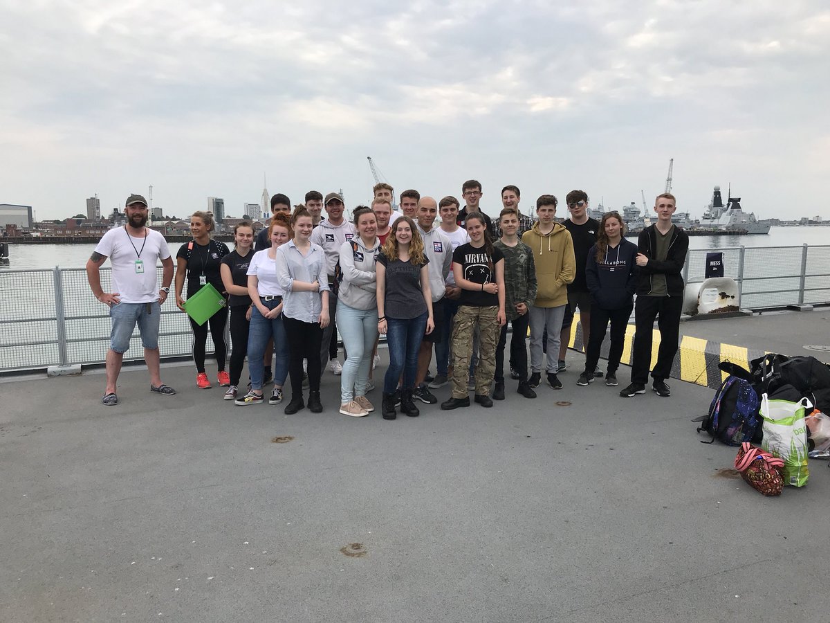 UTCPlymouth's tweet photo. UTC Plymouth have arrived on HMS Bristol ready for the week ahead #JLFG @RoyalNavy @_PrincessYachts @Rock_City_Crew https://t.co/sjazjN9BJo