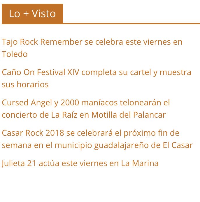 ✨🚀 Lo + visto esta semana en la web de #CompactCheese🧀

1️⃣ Previa <a href="/RockTajo/">TajoRockRemember</a> 
2️⃣ Información <a href="/canoonfestival/">Caño-On</a> 
3️⃣ Previa <a href="/CursedAngelband/">Cursed Angel</a>, #2000maniacos y <a href="/laraizband/">La Raíz</a> en Motilla <a href="/TerritorioMusi/">Territorio Musical</a> 
4️⃣ Previa Festival Casar Rock
5️⃣ Previa <a href="/soyjulieta21/">Julieta 21</a> en La Marina