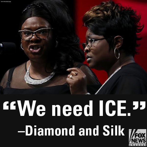 On <a href="/WattersWorld/">Watters' World</a> last night, <a href="/DiamondandSilk/">Diamond and Silk®</a> slammed Democrats calling for the end of <a href="/ICEgov/">U.S. Immigration and Customs Enforcement</a>. fxn.ws/2z55DrJ
