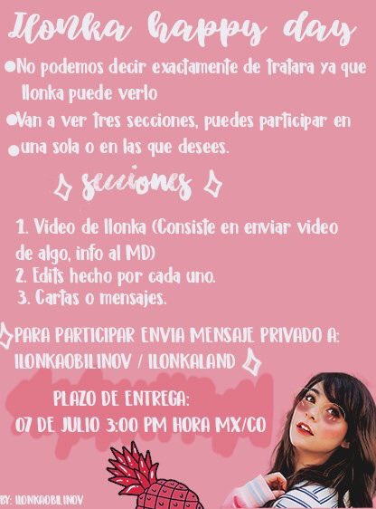 ilonkaland's tweet photo. ➯Ilonka Happy Day.☁️
📍📎El cumple de nuestra @ilonqueen💗 es el 8 de Julio. Si deseas participar en un regalito de cumpleaños con mucho amorcito, envíame un Mensaje Privado a mi o a @ilonkaobilinov🐰.

✧( ु•⌄• )◞ ¡! AMAR ES COMPARTIR ; ;🎀 https://t.co/f3ayKsBglF