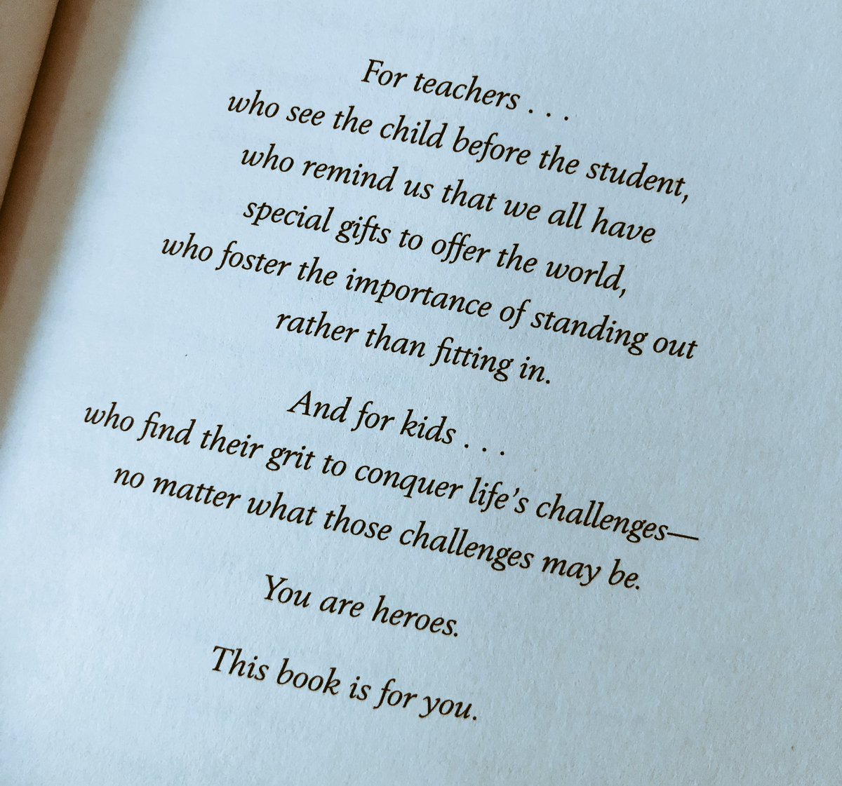 You know it’s going to be a good book when the dedication makes you cry. I hope to always be the teacher who sees the child before the student and inspire each one to chase their dreams and set the world on fire! 🐠🌲 #fishinatree #kidsdeserveit #sparksinthedark #whitecomagic