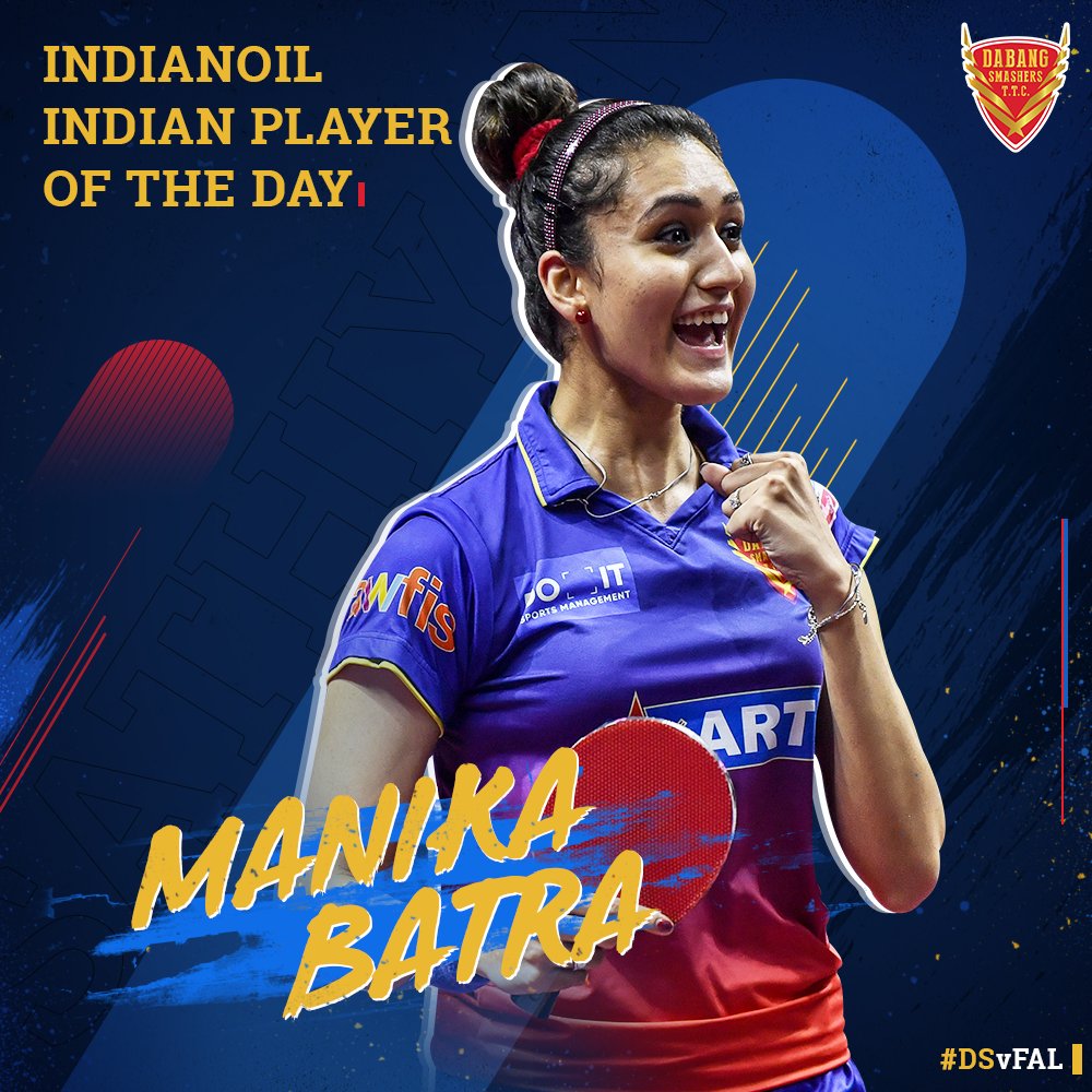 DDTTCofficial's tweet photo. 👑 @manikabatra_TT's stellar show in the #CEATUTTFinal makes her clinch the IndianOil Indian Player of the #DSvFAL tie. 💪

#TheSmashers #TurnTheTables #UpTheGame #EasyEndsHere https://t.co/vz46CIj7Pu