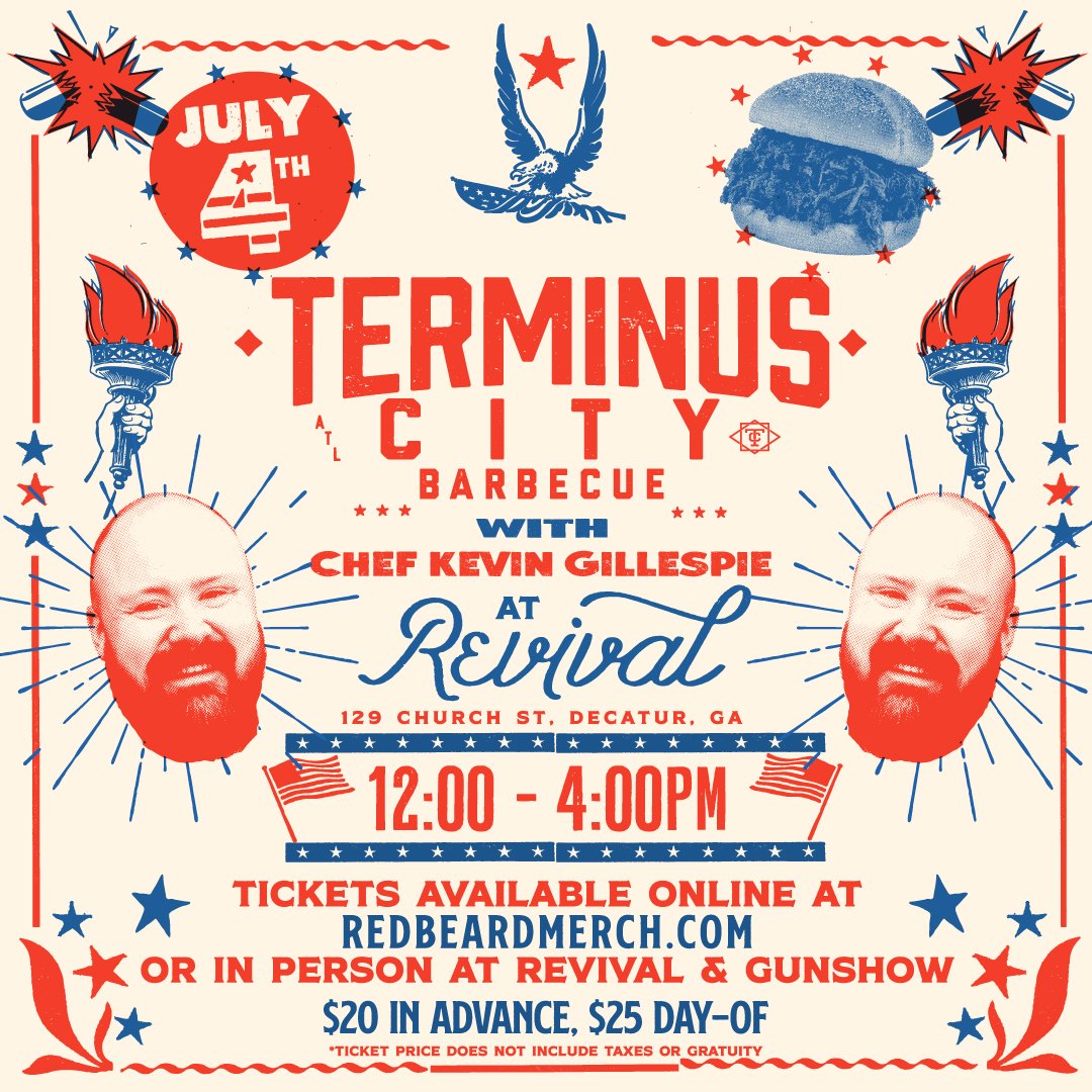 Have you made Fourth of July plans yet? Tickets are still available to join us in <a href="/RevivalDecatur/">Revival Decatur</a>'s backyard for a <a href="/TerminusCityBBQ/">Terminus City</a> bash! Head over to RedBeardMerch.com to purchase yours today, or grab them at the door!