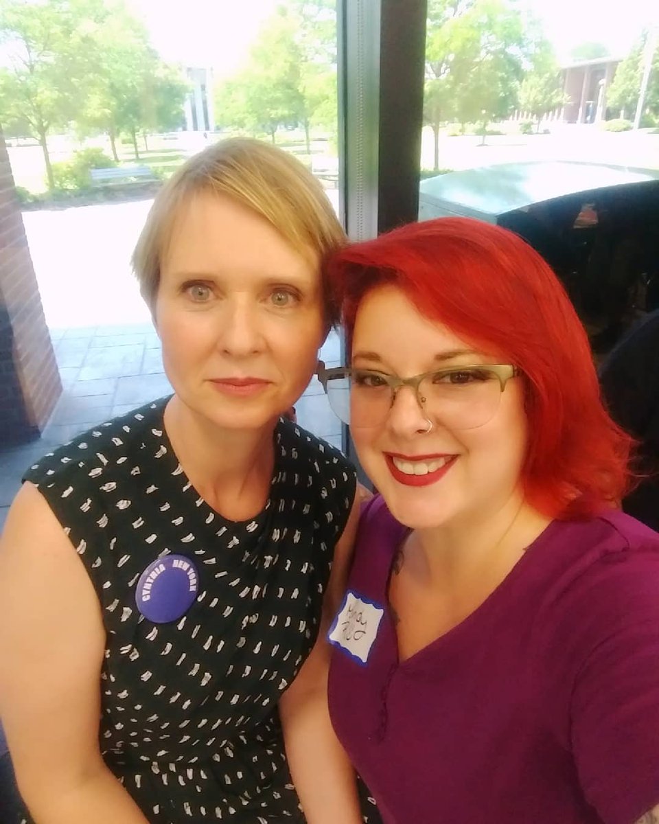 NYPANetwork's tweet photo. NYPAN/NYPALM board member @MindyRosier w/ @CynthiaNixon at yesterday's @citizenactionny #ProtestToPower Summit. In between discussions, Mindy was busy petitioning for Nixon & @JumaaneWilliams too! Have you signed a petition yet? #LetsDoThis 👊 #Cynthia4NY #Jumaane4NY https://t.co/uPnQRlroTT