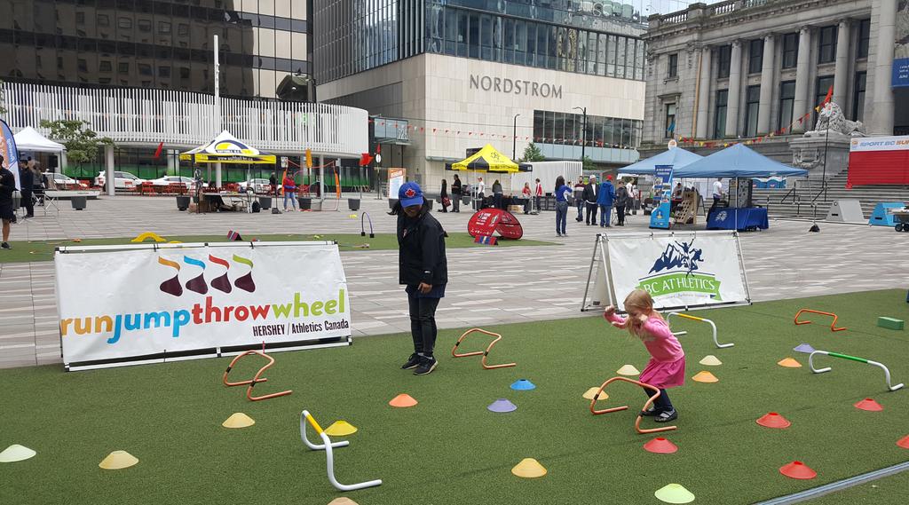 BC_Athletics's tweet photo. Come on down to Robson Square for the second annual @SportBC #SummerWarmUp and hang out with all of your favourite PSOs ☀️🌞☀️! #HappyCanadaDay #RunJumpThrowWheel #TrackAndField https://t.co/MJb4XTmelP