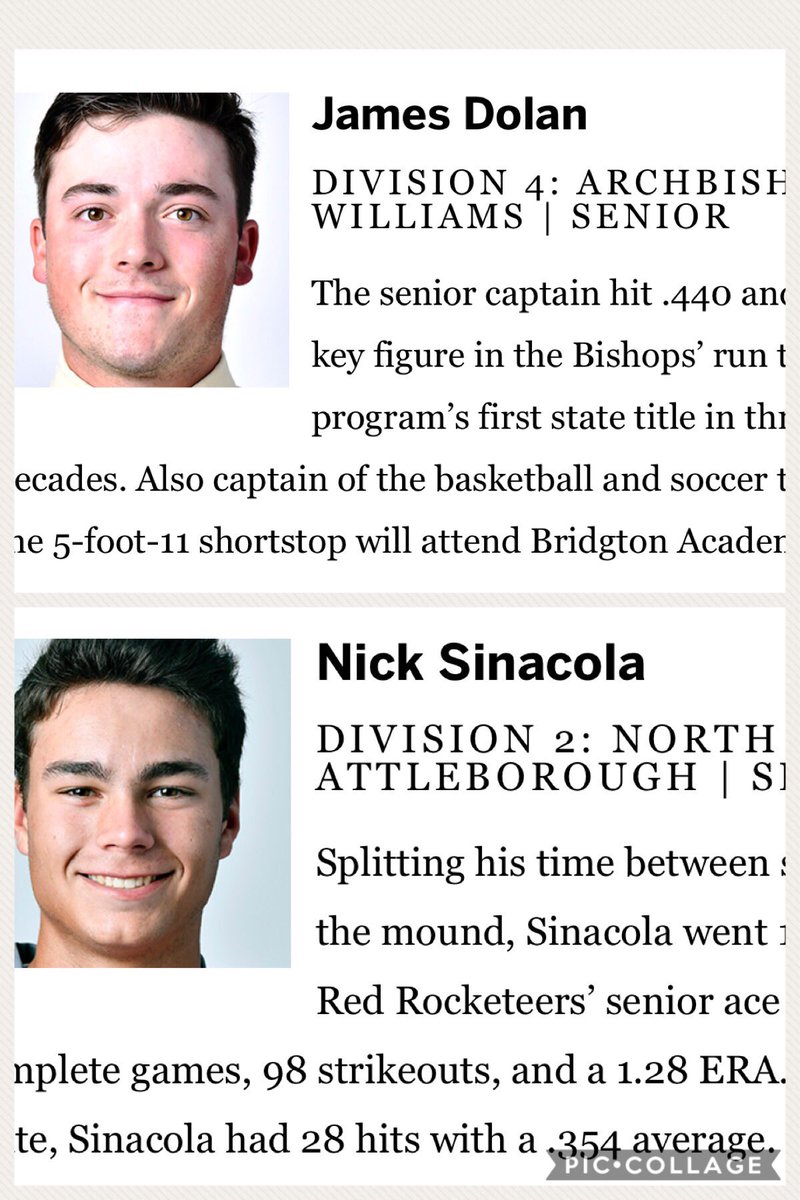 Congrats to longtime Backs teammates James Dolan and Nick Sinacola for being named Boston Globe D2 and D4 Players of the Year