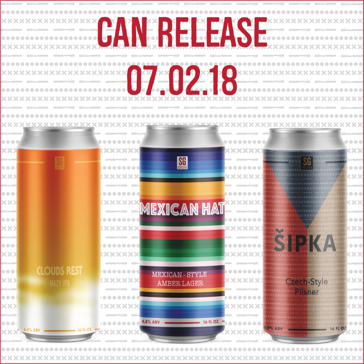 Triple can release tomorrow! Clouds Rest : Hazy IPA, Mexican Hat : Mexican-style Amber Lager, and Sipka : Czech-style Pilsner!