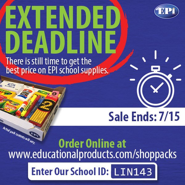 We have set up a late order until July 15. What that means is you will still get the discounted school supply price and it will be at Meet the Teacher night (Aug. 13), but substitutions may occur on the supplies.
<a href="/LindseyElem/">Lindsey  Elementary</a>