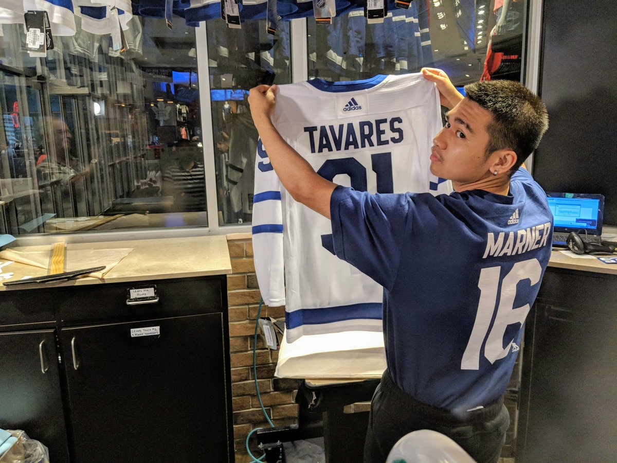 reporterchris's tweet image. They're already selling Tavares sweaters at Scotiabank Arena.