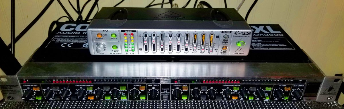 Eric_Is_Angry's tweet photo. New audio addition to the #GamingSetup. #OldSchool #DigitalProcessor #MiniEQ and #Compressor #Gate by #Behringer: @BEHRINGER #ProGaming https://t.co/Zw9lY81Ddg