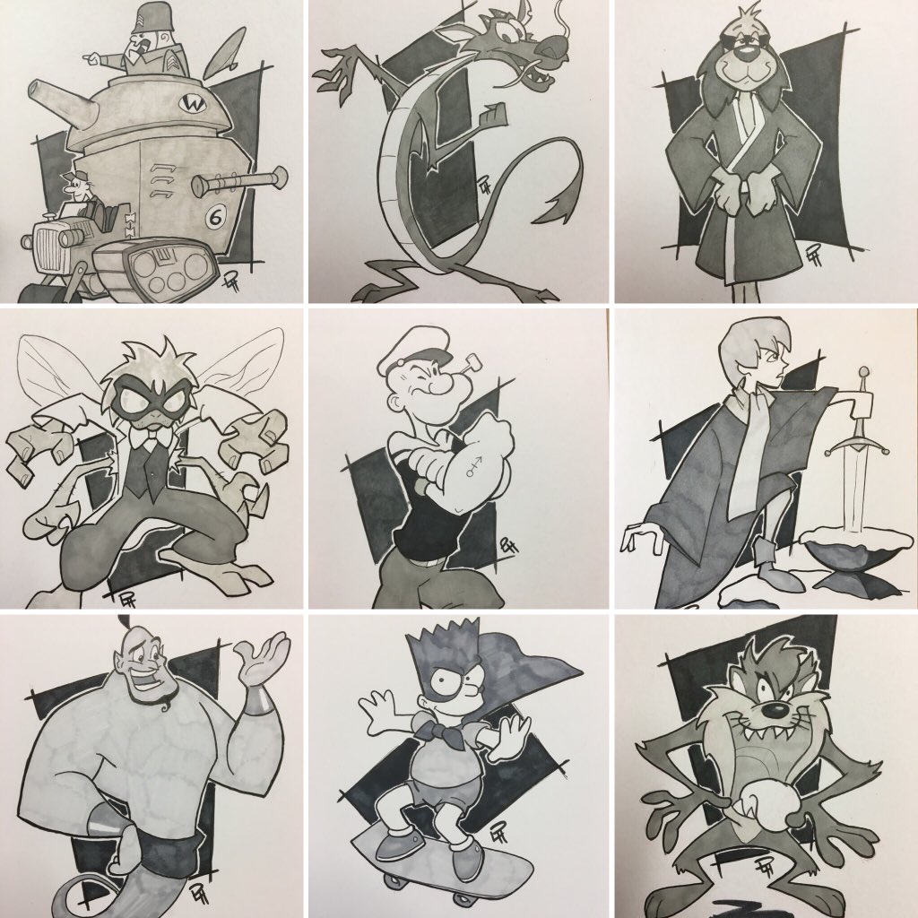 Pjhill81's tweet photo. All my sketches from #junetoon
Thanks for all the support throughout and well done to @ToonJamPod @HaroArtist
If you are interested in owning one of my June Toon sketches plz DM me ๐
#junetoon #junetoon2018 #toonjune #cartoons #fanart #cartoonart #drawing https://t.co/NuY52MkMXV