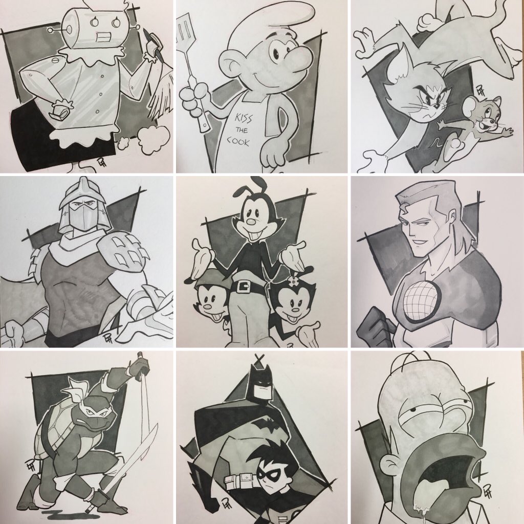 Pjhill81's tweet photo. All my sketches from #junetoon
Thanks for all the support throughout and well done to @ToonJamPod @HaroArtist
If you are interested in owning one of my June Toon sketches plz DM me ๐
#junetoon #junetoon2018 #toonjune #cartoons #fanart #cartoonart #drawing https://t.co/NuY52MkMXV