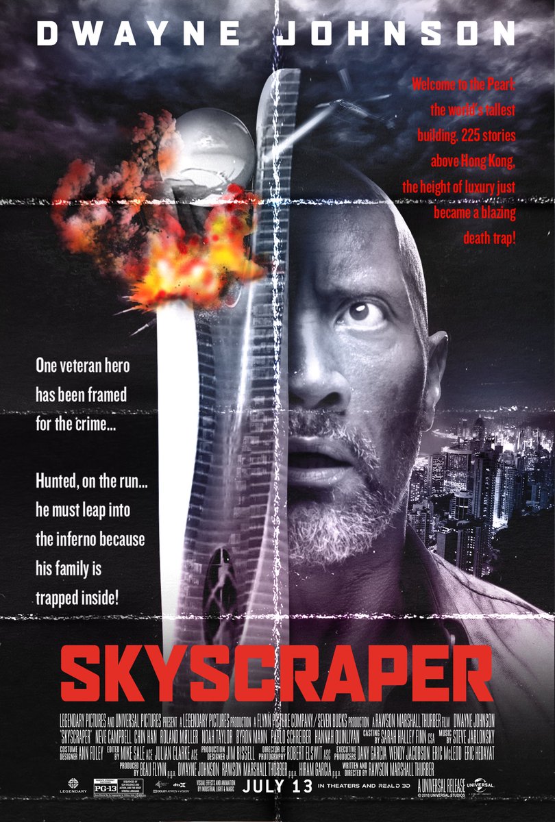 Resultado de imagem para dwayne johnson skyscraper die hard poster