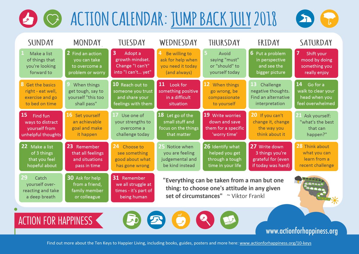 actionhappiness's tweet photo. If you can't change it, change how you think about it. Join us for 'Jump Back July' and discover ways to be more resilient to life's ups and downs ☔️🌤️  https://t.co/k2MqPFVTHa #JumpBackJuly https://t.co/oz9tgxsMQR