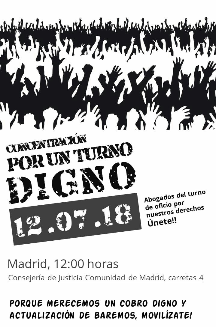 DignoTurno's tweet photo. Los abogados de turno de #Madrid nos movilizamos para reclamar nuestros derechos, para que se actualicen los méritos personales y  por un sueldo digno.
‼️CONCENTRACIÓN
🗓️Jueves, 12 de Julio
⏲️12:00 horas
📍Calle Carretas, 4  Consejería de Justicia de Madrid
#PorUnTurnoDigno https://t.co/lo5pu0km2v