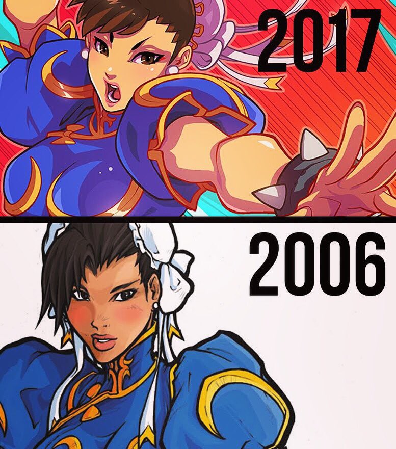 I've been seeing. These before and after images go around the net. Here's my Chun progress throughout 10+ years #edwinhuang #streetfighter #chunli 