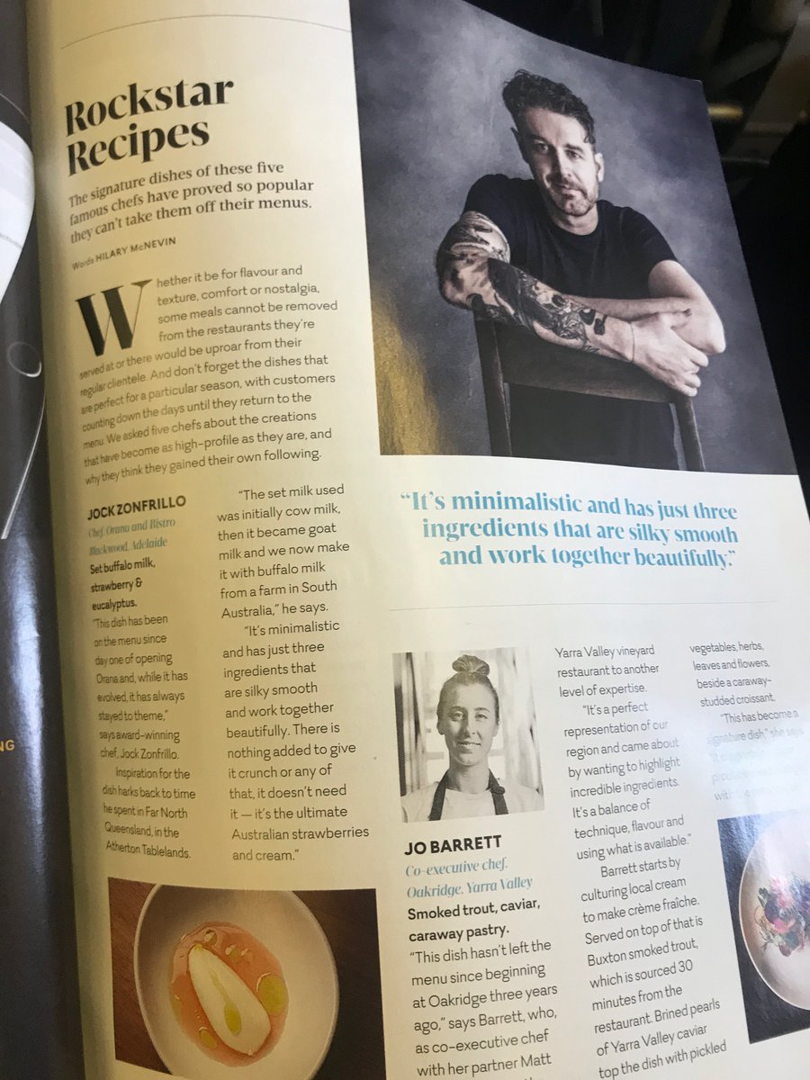 When your friend is on a plane and sends you this just before take-off. A piece I wrote for @virginaustralia magazine #Voyeur thanks to @jobarrett <a href="/GuyGrossi/">Guy Grossi</a> #peterdoyle @Dan_Hong @zonfrillo for being part of it.
#chefs #signaturedishes #cheflife #inflight #inflightmagazine