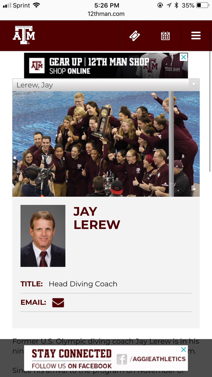 metootamu's tweet photo. Here’s what A&amp;M’s head diving club coach, Wendy Lerew, had to say in response to a concerned individual over recent events. Might we also mention she’s the wife of Coach Jay Lerew, head coach of Texas A&amp;M’s diving team... absolutely appalling. #MeToo #MeTooTAMU https://t.co/eJfEDYOK2p