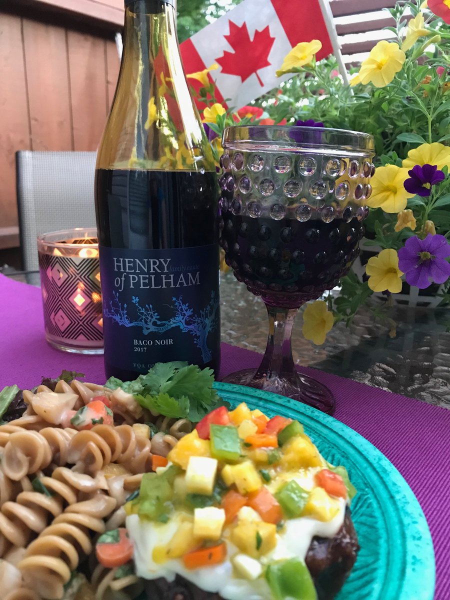 vineyard_vixens's tweet photo. Vixens,hope you are celebrating #CanadaDay2018 with some awesome #Canada wine!  Loving this ⁦⁦@HenryofPelham⁩ Baco Noir with a burger on the deck tonight. Happy Canada Day! https://t.co/kpwkZUvRso