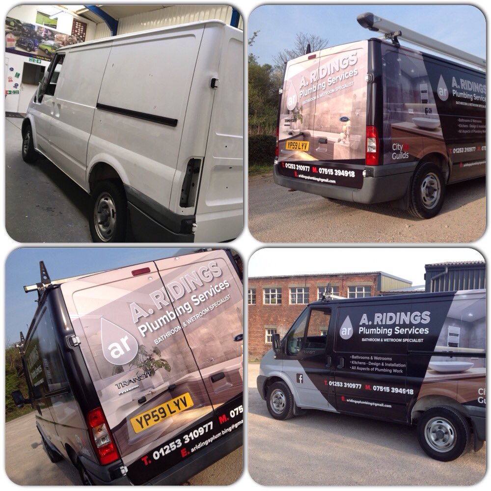 DivineSignsUk's tweet photo. Before and after pics of a full van wrap for A.Ridings Plumbing Services 😄 awesome  #vanwraps https://t.co/Y6rJMgqwDq