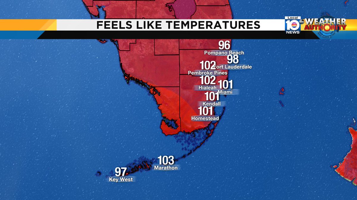 JULY STARTS WITH A SIZZLER: Feeling 100°+ nearly everywhere this evening https://t.co/RpWSkLYgkw