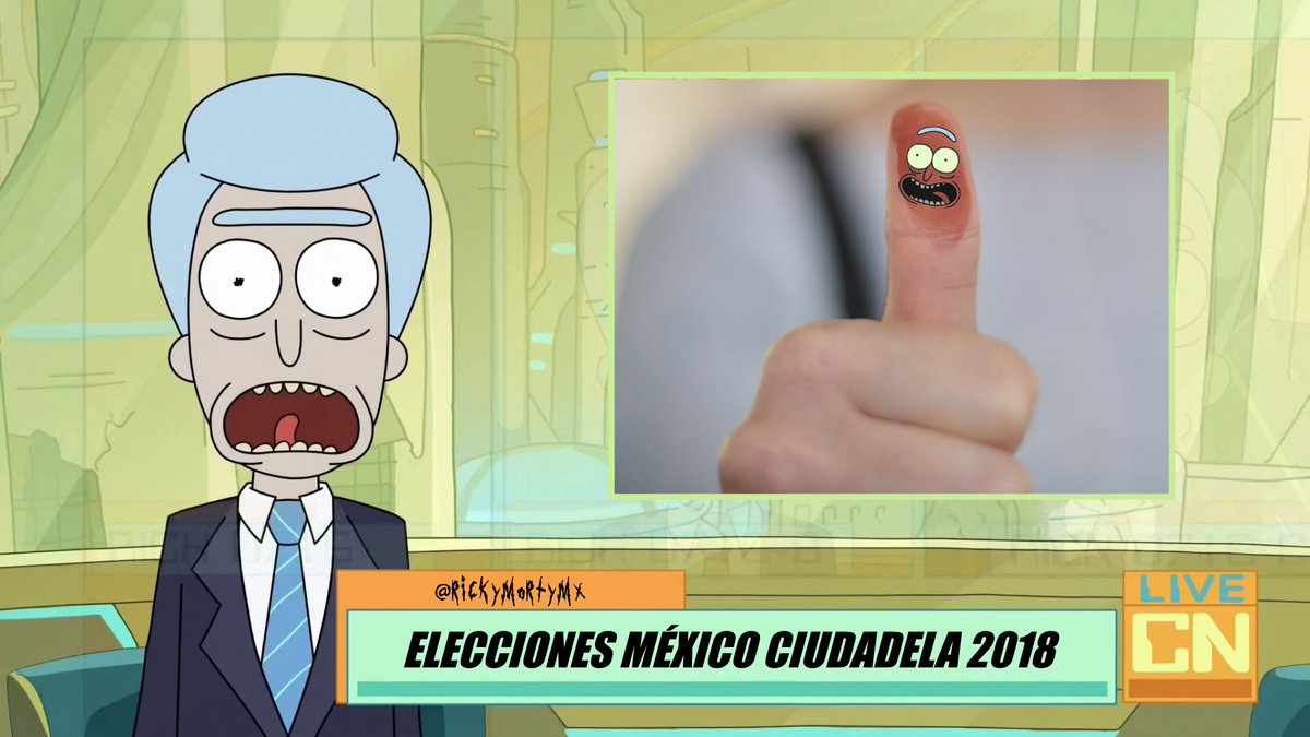 RickYMortyMX's tweet photo. #NotiRicks Mientras los Dedos-Rick comienzan a aparecer, toda la ciudadela espera aterrorizada y emocionada por los resultados. #VotaLibre  #Eleccion2018 #VotaMéxico #EleccionesMexico2018 https://t.co/reXp242i5s