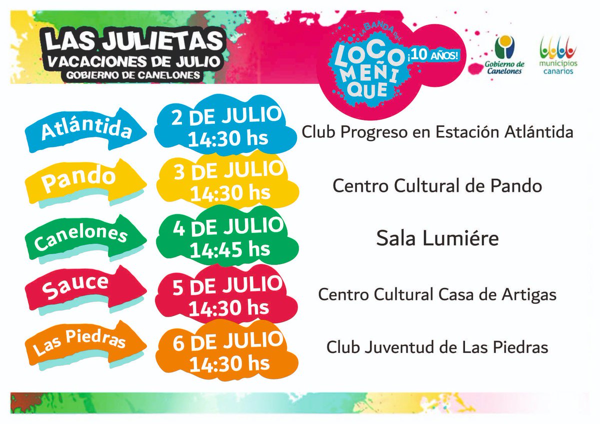 LocoMenique's tweet photo. ¡Mañana! Comenzamos las #vacacionesdeinvierno con todo!
#Meñique10años @IdCanelones https://t.co/mywFFyQMKC