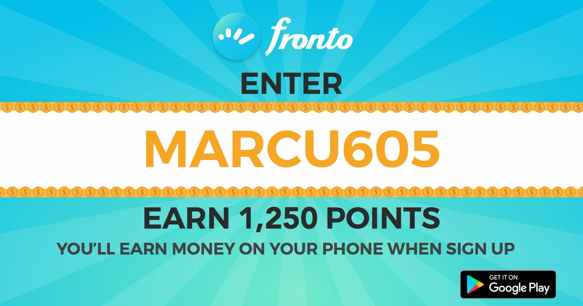 Join Fronto to earn money on your phone. Enter 'MARCU605' to start with bonus 2.000 Points. play.google.com/store/apps/det… #rewardapp #makemoney