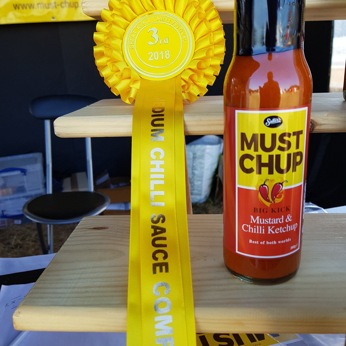 MustChup's tweet photo. At Great Kent Chilli Festival near Cranbrook over the weekend. As voted in a blind tasting by the general public @MustChup #Bigkick  won 3rd prize best in show for medium Chilli heat. Try this award winning sauce you will know how perfect it is for the #bbq season! https://t.co/QW9fi0oFsA