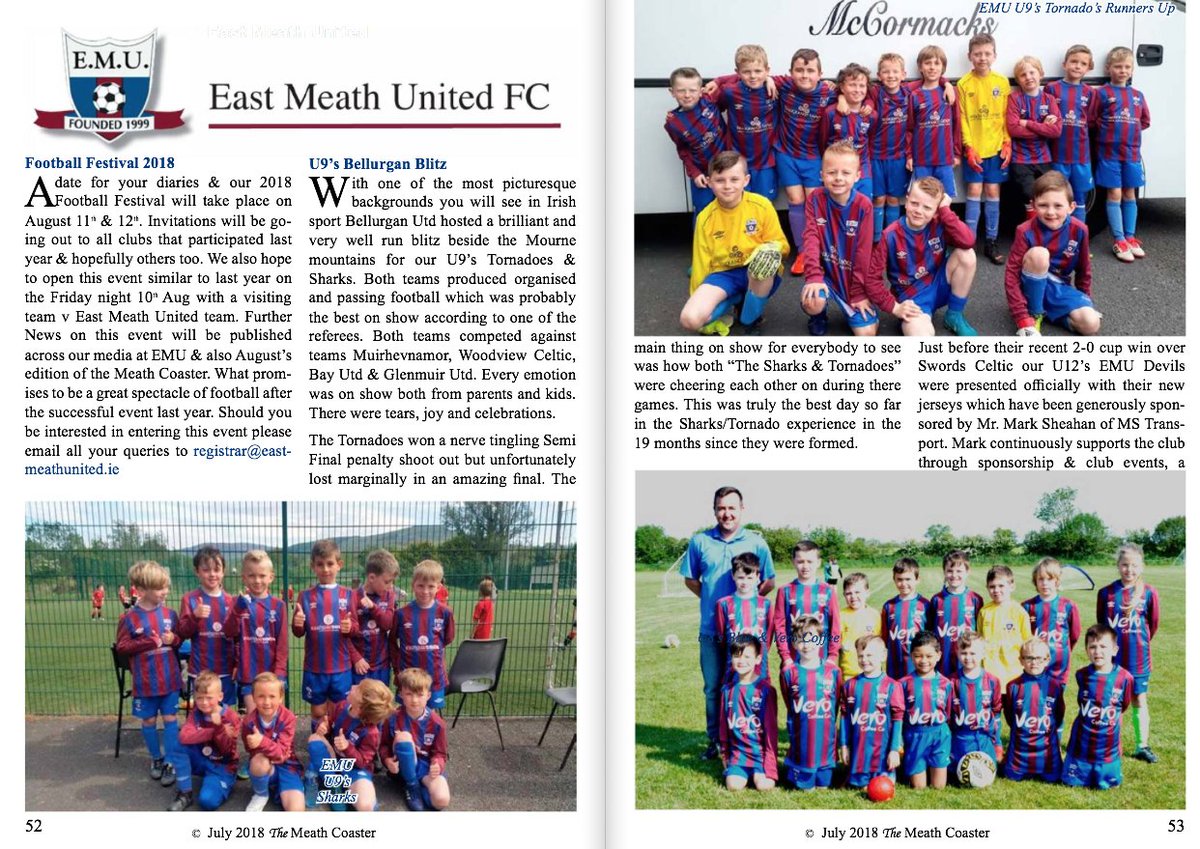 EastMeathUnited's tweet photo. Our clubs notes featured in July's edition of the Meath Coaster. If you cannot wait for it to be delivered you can read it here. #emufamily #StriveForGreatness #emupromedia #thethingswedoforourfollowers #thekidsofthefuture #EMUPRO https://t.co/jiaGKmkNTu
