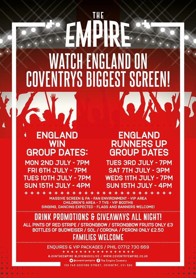 EmpireCoventry's tweet photo. BIGGEST SCREEN in COVENTRY✅ TUESDAY GAME IS MASSIVE🏴󠁧󠁢󠁥󠁮󠁧󠁿 https://t.co/oE5azMOAhQ