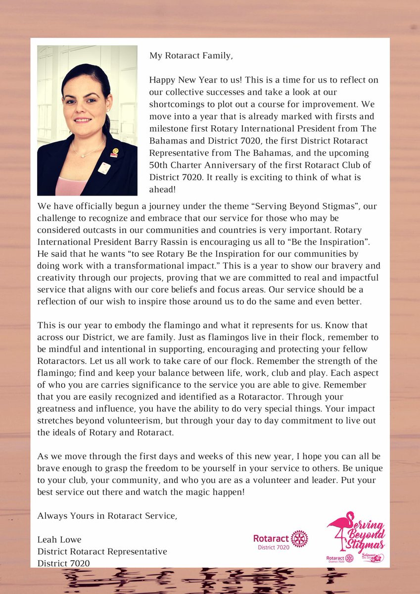 Monthly message for July from our DRR Leah for all rotaractors