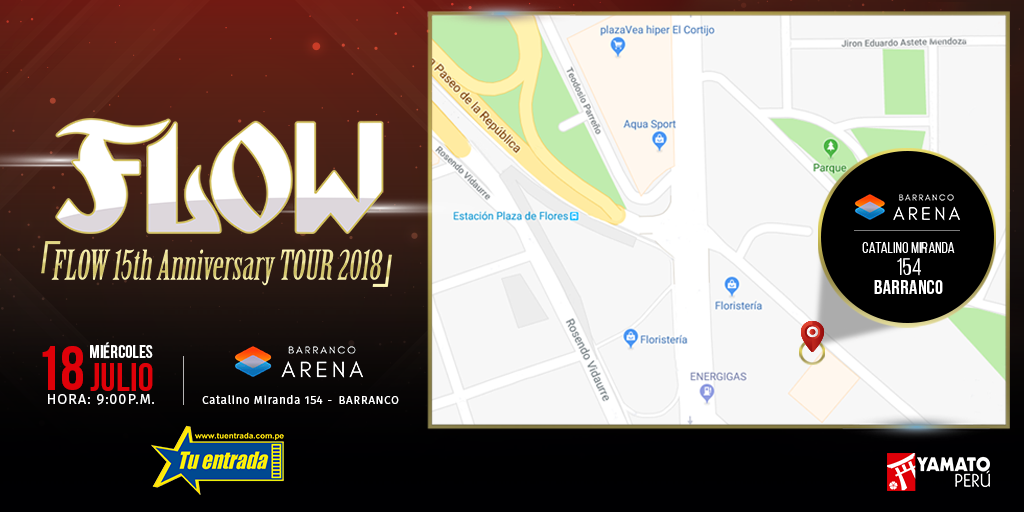 yamatoperu's tweet photo. Si aún no saben cómo llegar al concierto, aquí les dejamos la indicaciones. ▶ https://t.co/a3RvaUz4Yw

Entradas a la venta en Tu Entrada y JR Store. Este 18 de julio #SomosFLOW 🗓🎶 https://t.co/FyWHRcwKKr