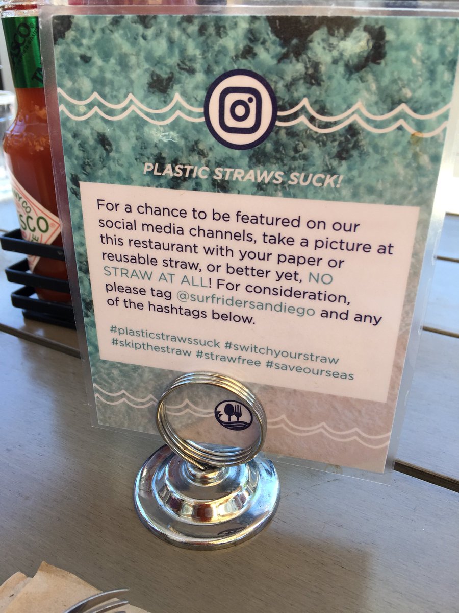 alpine999's tweet photo. @SurfriderSD just saw this sign at Beach Plum Kitchen in Carlsbad. Wonderful!! Did they get your twitter handle wrong? https://t.co/fBG6x3toWZ