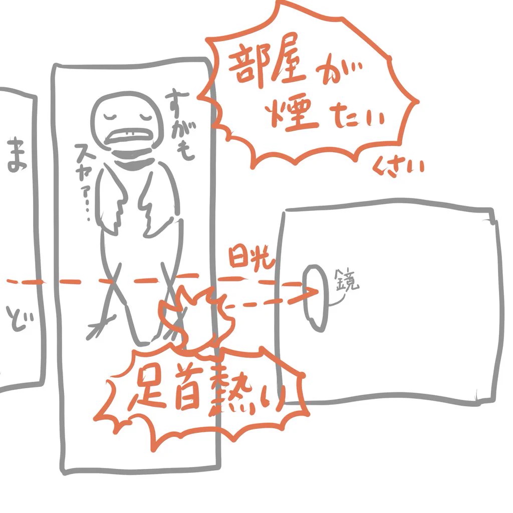 自分の布団が燃えていた！考えられる原因は鏡を置く位置だった…